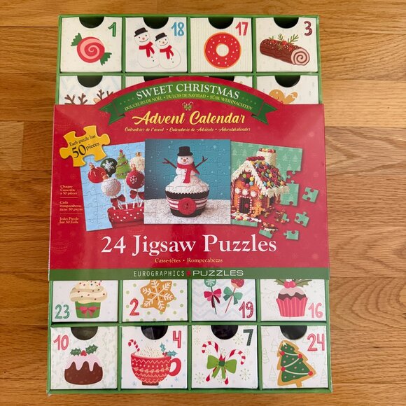 NWT Sweet Christmas Advent Calendar Puzzle Set - Picture 1 of 10